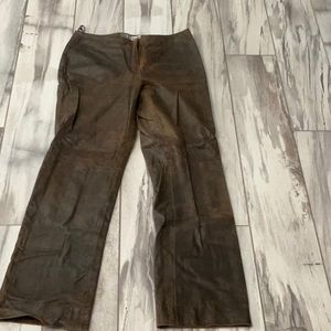 100% leather brown pant